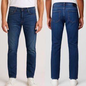 Paige Slim Straight Jeans Stretch Whiskered Denim Dark Wash Blue Men's 31